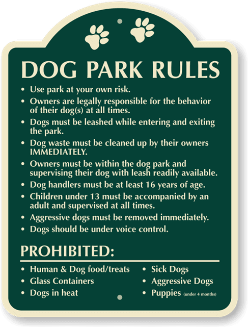 Dog Park Rules Sign